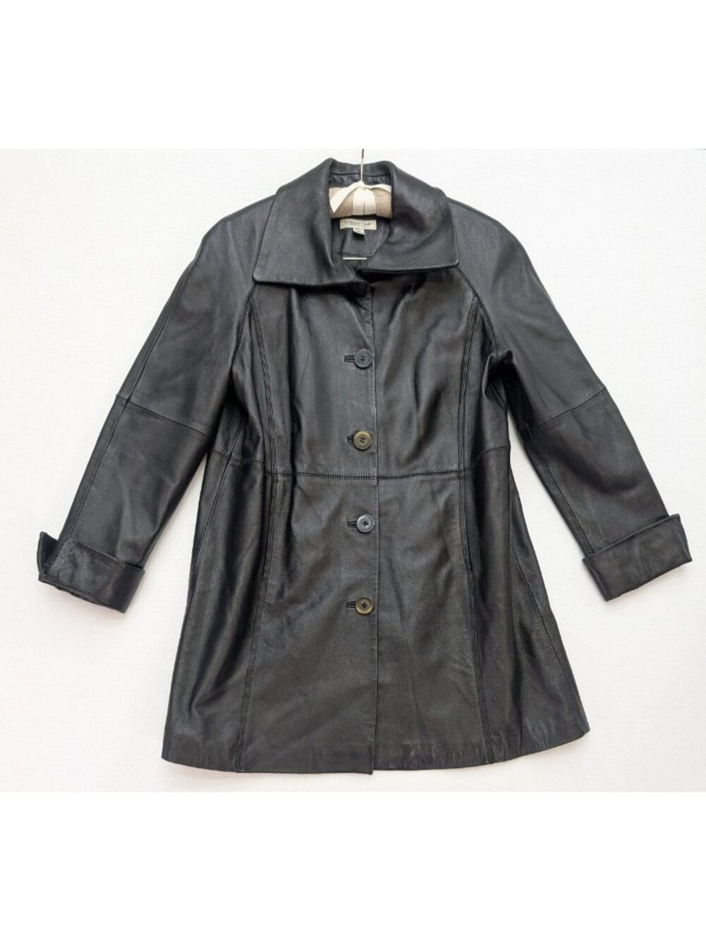 Coldwater Creek Women's Leather Jacket Coat Size M Black - Picture 1 of 11